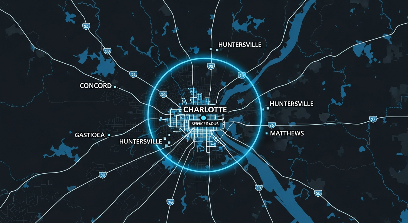 Charlotte service radius map